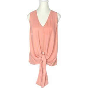 Fifteen Twenty Women's Rose Pink Tie Front Crepe V-Neck Sleeveless Top XS/C36